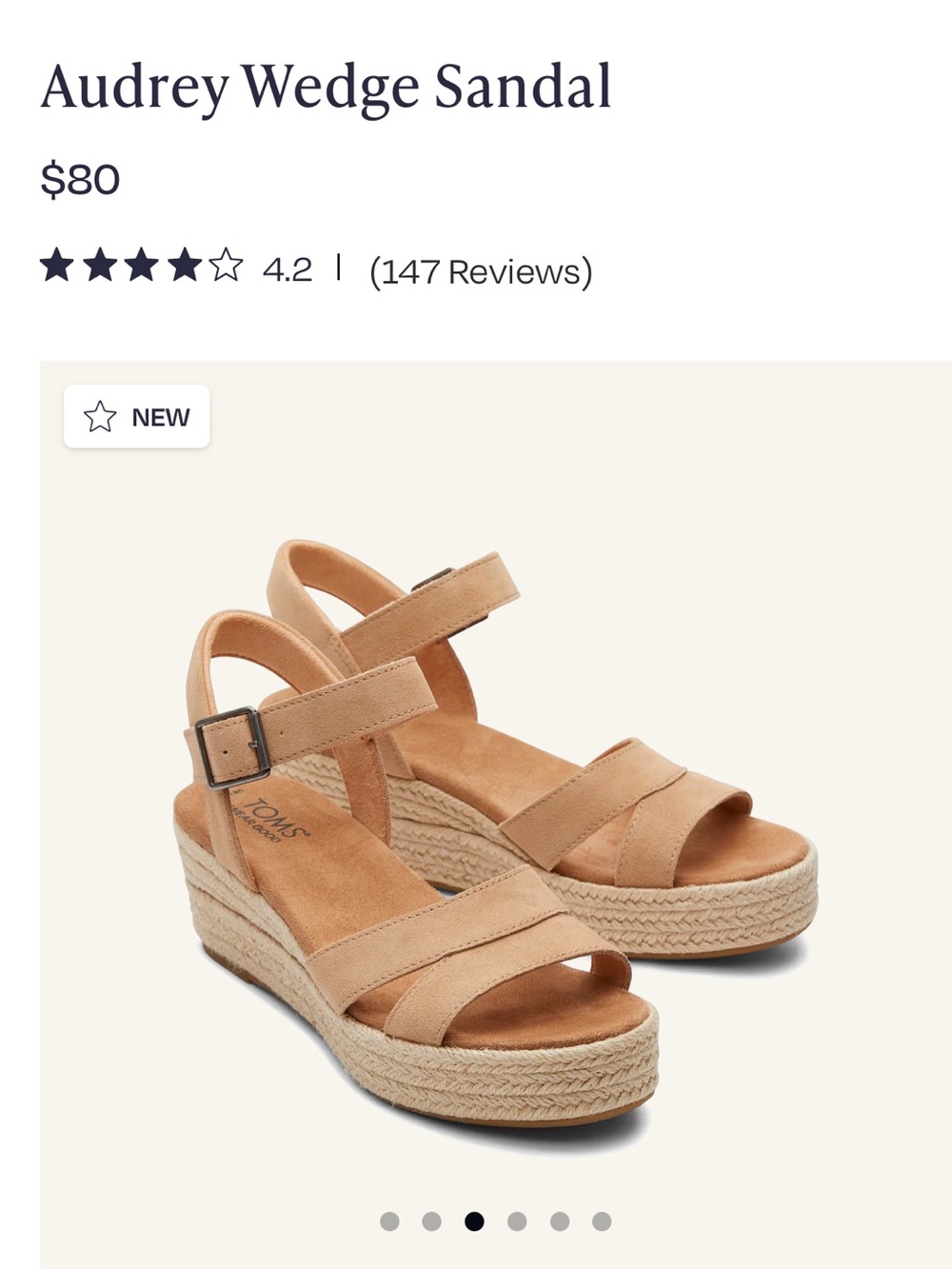 TOMS Audrey Espadrille Wedge Sandal in Fog Suede